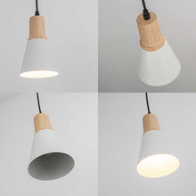 Load image into Gallery viewer, Sloped Position Track Light E26 Wooden Base Metal Shade Adjusted Retro Hanging Lamp Inclined Roof
