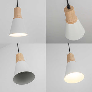 Sloped Position Track Light E26 Wooden Base Metal Shade Adjusted Retro Hanging Lamp Inclined Roof