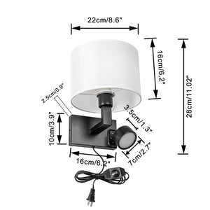 Dimming Timing 2-Light Plug in Cord/Battery Run Wall Bracket Light Adjusted Angle No Drilling Required Fixed Vintage Design