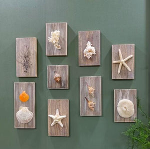 Handcrafted Wooden With Starfish Convenient Hook Wall Sconce Go Wire-Free Battery Background Dimmable Light