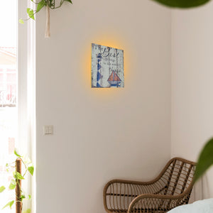 Handmade Wooden Light Home Decor Convenient Hook Wall Sconce Battery Remote Background Dimmable RGB Light