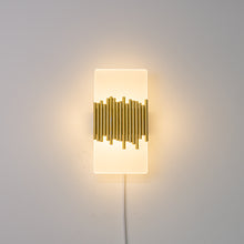 Load image into Gallery viewer, White Acrylic with Gold Tube Handmade Corded Wall Sconce Retro Design For Bedside Store Office