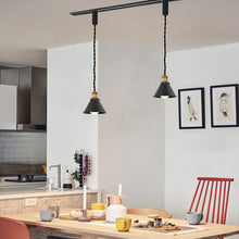 Load image into Gallery viewer, Remote Control RGB LED Black Track Pendant Light Brown Bronze E26 Base Adjusted Fixture Vintage Style