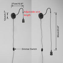 Load image into Gallery viewer, Corded Adjustable Dimmable Gooseneck Wall Sconce 5.9 Feet  Cable Black Metal Wall Lamp Vintage Design