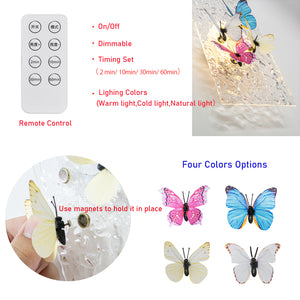Clear Ripple Background With Cute White Butterfly Battery Run Remote Night Light For Bedsides Home