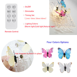 Clear Ripple Background With Cute Colorful Butterfly Battery Run Remote Night Light For Bedsides Home