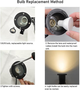 Outdoor Waterproof Clip-On Wall Light, 9.8 Ft Plug in Cord, Dimmable, Remote Control, GU10 Bulb