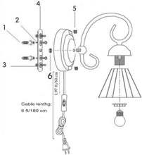 Load image into Gallery viewer, Wall lamp E26 1-Light Plug-in Bulb not Included Wall Sconce Glass Shade 6 Foot Black Cord