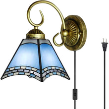 Load image into Gallery viewer, Wall lamp E26 1-Light Plug-in Bulb not Included Wall Sconce Glass Shade 6 Foot Black Cord