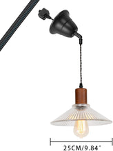 Load image into Gallery viewer, Walnut Base Clear Glass Shade Adjusted Cord Track Mount Pendant Light for Inclined Position Roof