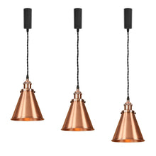 Load image into Gallery viewer, Adjusted Corded Cone Shade Red Bronze Track Light 3.2 Feet E26 Base Vintage Design Hanging Light
