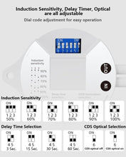 Load image into Gallery viewer, Black/White Motion Sensor Parts Extension Cord Sensor Sensitivity Time Adjusted Auto Detect Switch