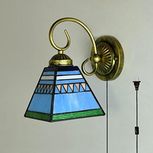 Wall lamp E26 1-Light Plug-in Bulb not Included Wall Sconce Glass Shade 6 Foot Black Cord