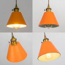 Load image into Gallery viewer, Modern Track Lamp Orange Lampshade Gold E26 Base with Switch Adjusted Cord Track Pendant Light