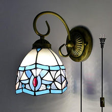 Load image into Gallery viewer, Wall lamp E26 1-Light Plug-in Bulb not Included Wall Sconce Glass Shade 6 Foot Black Cord