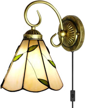 Load image into Gallery viewer, Wall lamp E26 1-Light Plug-in Bulb not Included Wall Sconce Glass Shade 6 Foot Black Cord