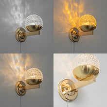 Load image into Gallery viewer, Yequandec USB Cable Touch Switch Hook Type Dimmable Wall Sconce Flow Rotating Light Modern Design Brass Crystal Lampshade