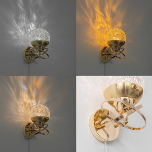 Yequandec Touch Switch Hook Type Dimmable USB Cable Wall Sconce Flow Rotating Light Luxury Design Brass Crystal Lampshade