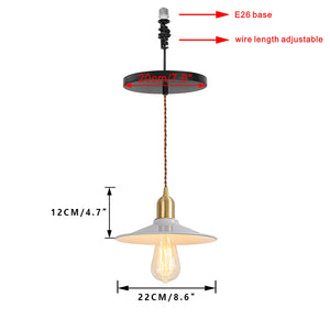 Ceiling Spotlight Remodel E26 Brass Base White Flat Shade Metal Hanging Light Conversion Kit