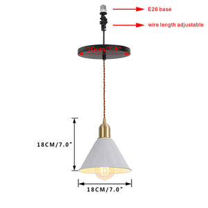 Ceiling Spotlight Remodel E26 Brass Base White Metal Shade Hanging Light Conversion Kit