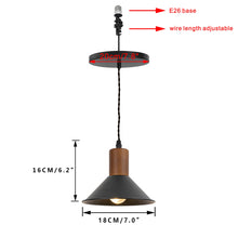 Load image into Gallery viewer, Ceiling Spotlight Remodel Walnut Base Black Metal Hanging Light Conversion Kit For E26 Ceiling Lamp