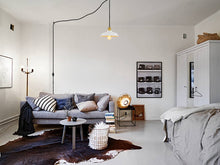 Load image into Gallery viewer, Brass Finish Base Black Or White Metal Swag Plug-in Dimmable Pendant Light