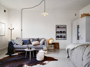 Brass Finish Base Black Or White Metal Swag Plug-in Dimmable Pendant Light