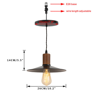 Ceiling Spotlight Remodel E26 Walnut Base Black Metal Dia 10.2" Shade Hanging Light Conversion Kit