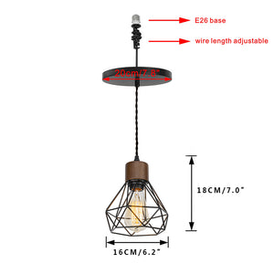 E26 Connection Ceiling Spotlight Remodel Walnut Base Hollow Shade Retro Hanging Light Convert Kit