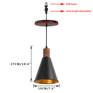 Ceiling Spotlight Remodel E26 Walnut Base Black Outer Gold Inner Shade Hanging Light Conversion Kit