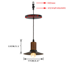 Load image into Gallery viewer, Ceiling Spotlight Remodel Walnut Base Black Shade Hanging Light Conversion Kit For E26 Ceiling Lamp