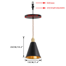 Load image into Gallery viewer, Ceiling Spotlight Remodel E26 Brass Base Black Shade Inner Gold Metal Hanging Light Conversion Kit