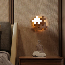 Load image into Gallery viewer, Block Patchwork Wall Sconce Remote Dimmable Minimalist Design For Entryway Walnut Personalized LED Light
