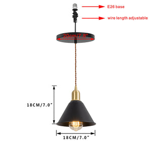 Ceiling Spotlight Remodel E26 Brass Base Black Metal Shade Hanging Light Conversion Kit