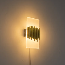Load image into Gallery viewer, White Acrylic with Gold Tube Handmade Corded Wall Sconce Retro Design For Bedside Store Office