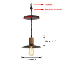 Load image into Gallery viewer, E26 Connection Ceiling Spotlight Remodel Walnut Base Metal Dia 8.6&quot; Shade Retro Hanging Convert Kit