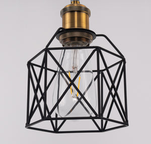 Ceiling Spotlights Remodel Droplight Black Cage Shade Vintage Design Hanging Light Conversion Kit For E26 Ceiling Lamp
