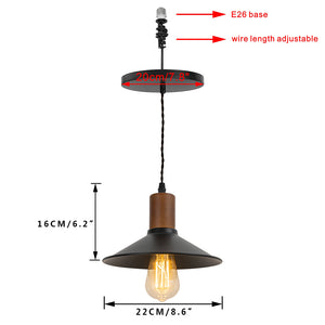 Ceiling Spotlight Remodel E26 Walnut Base Black Shade Retro Hanging Light Conversion Kit