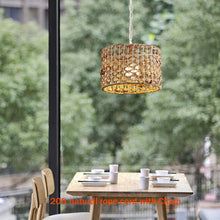 Load image into Gallery viewer, Hanging Ceiling Lamp Twine Natural Rattan Lampshade Pendant Light with Dimmable Rope Cord