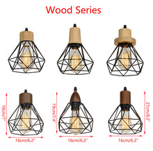 Load image into Gallery viewer, Plug In Outlet Corded Dimmable Hanging Light Walnut Base Metal Hollow Shade Retro Living Lamp