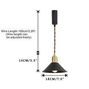 Track Mount Lighting Black Metal Shade Brass Base Pendant Kitchen Island Light Retro Design