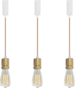 3-Lights Lift Track Lighting Pendants with Industrial Aluminum Socket for Kitchen Dinning Table
