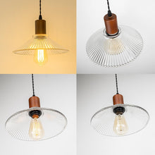 Load image into Gallery viewer, Walnut Base Clear Glass Shade Adjusted Cord Track Mount Pendant Light for Inclined Position Roof