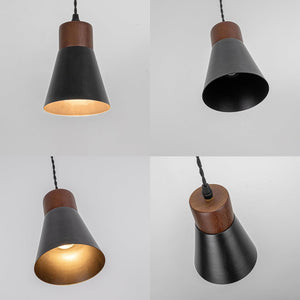 Slope Position Roof Track Light Walnut Base Black Metal Shade Adjusted Cord Vintage Design