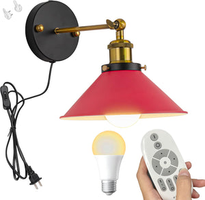 Remote Control Lamp Macaron Metal Wall Sconce Adjustable Lighting Fixture with Stepless Dimming