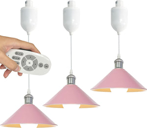 Auto Retractable Height Track Pendant Lighting 4 Ft Macaron Style Remote Control Stepless Dimming