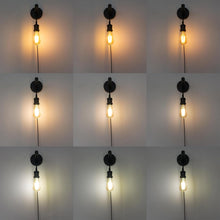 Load image into Gallery viewer, Handle Adjusted Dark Green Wall Sconce Plug-in Cord Wooden Control Timer Smart Bulbs for Home Decor