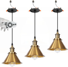 Load image into Gallery viewer, 3-Sets Recessed Pendant Light Industrial Style Adjustable Height Remote Control for Dining Room