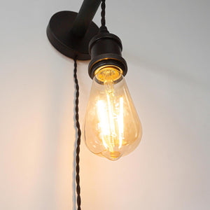 Handle Adjusted Dark Green Wall Sconce Plug-in Cord Wooden Control Timer Smart Bulbs for Home Decor