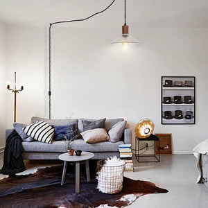 Dimmable Switch Plug in Cable Walnut E26 Base Glass Shade Modern Design Hanging Lamp for Kitchen